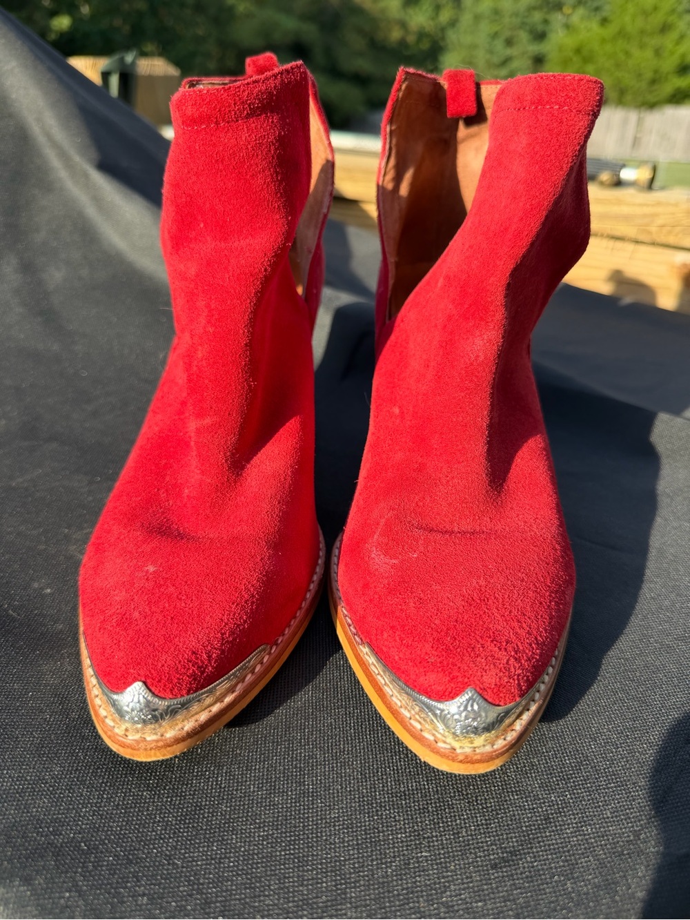 Jeffrey Campbell Cromwell Red Suede Women's Western Ankle Boots